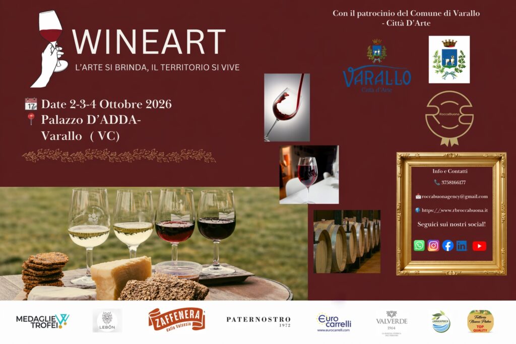 WINEART 2026 evento vino e arte a Varallo Sesia con degustazione vini e prodotti tipici