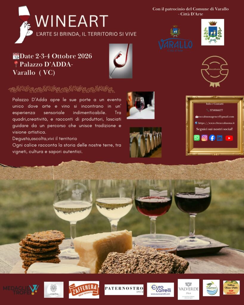 WINEART 2026 evento vino e arte a Varallo Sesia con degustazione vini e prodotti tipici