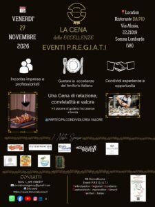 LOCADINA LA CENA DELLE ECCELLENZE 2026- Eventi P.R.E.G.I.A.T.I organizzato da RB RoccaBuona presso Ristorante PIO a Somma Lombardo (VA) Venerdì 27 Novembre 2026